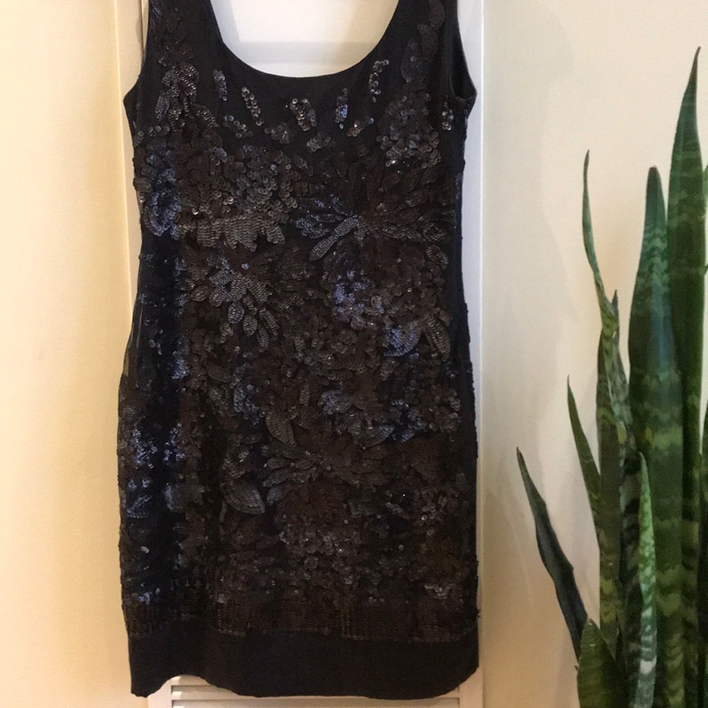 Hale Bob Sleeveless Sequin Embroidered Party Dress